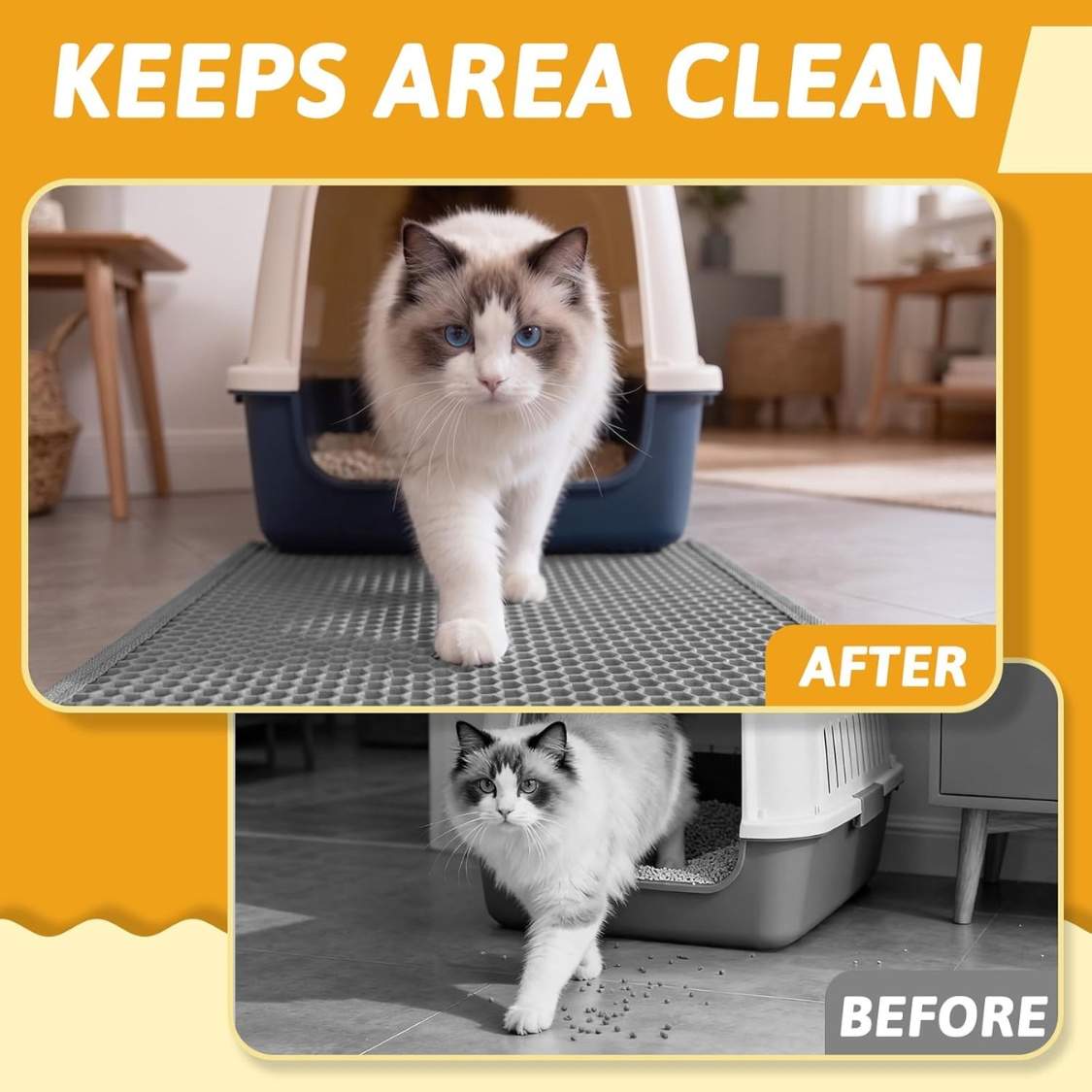 Cat Litter Mat Double Layer Waterproof Urine Proof Trapping Mat 1 Pack - Image 6