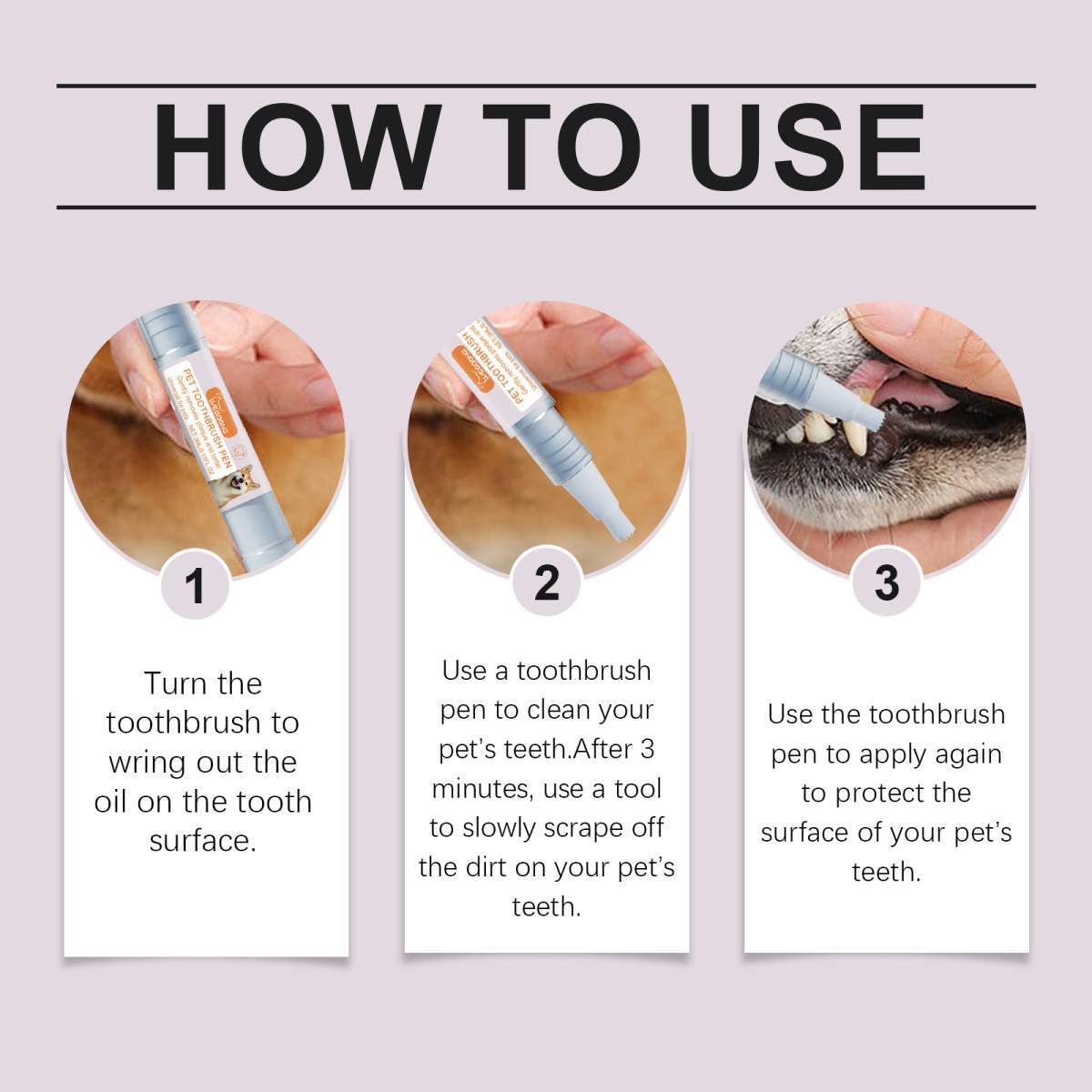 Pet Dental Toothbrush Pen 2Pack Dog Cat Plaque Tartar Remover, Freshen Breath & Soothe Gums - Image 7