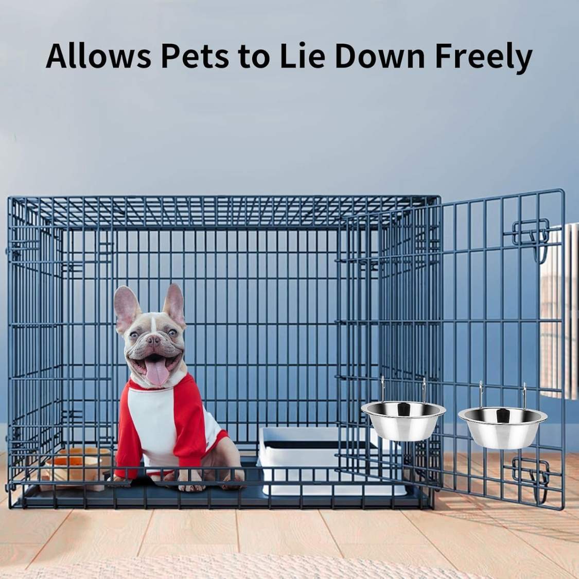 2PCS Kennel Water Bowl Hanging,Stainless Steel Puppy Bowls For Small Dog Cage,Kennel, Crate, Catio Accessories,Dog Crate Water Bowl Dish Feeder Food Holder No Spill - Image 2