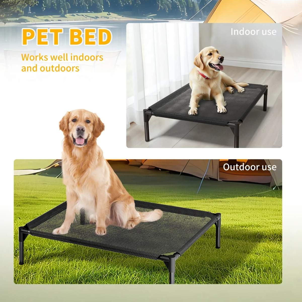 Elevated Breathable Mesh Pet Bed, Indoor Or Outdoor Use, Sizes For Small To XL Pets - Image 2