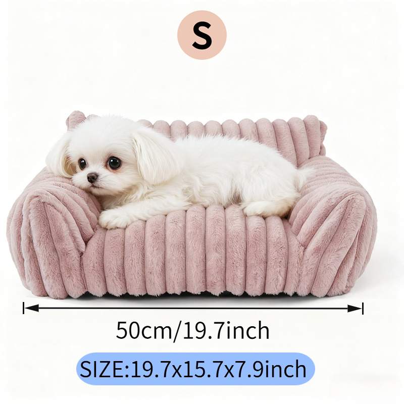 Cute Cat Couch For Pets - Fluffy Cat Beds With Premium Soft Corduroy Fleece, Fuzzy Cats Beds For Indoor Cats With Removable Washable Cover, Supportive Pet Sofa - Image 5