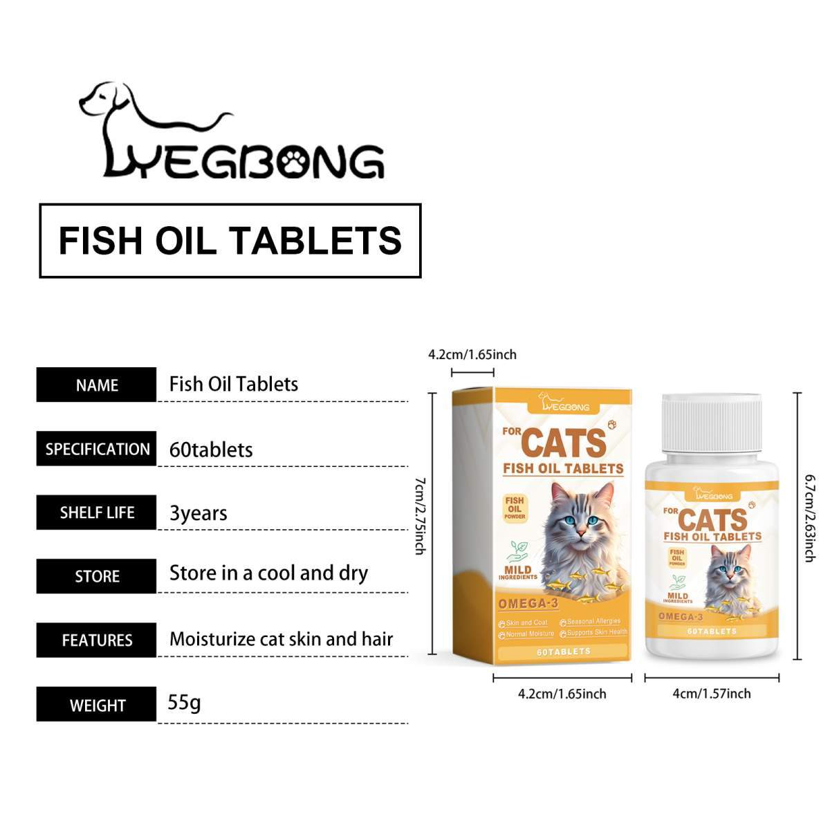 Cat 3 Fish Oil Tablets, Multivitamin Skin & Coat Supplement For Cats, Support Immune, Heart & Bone Health, 60 Chewable Tablets - Image 7