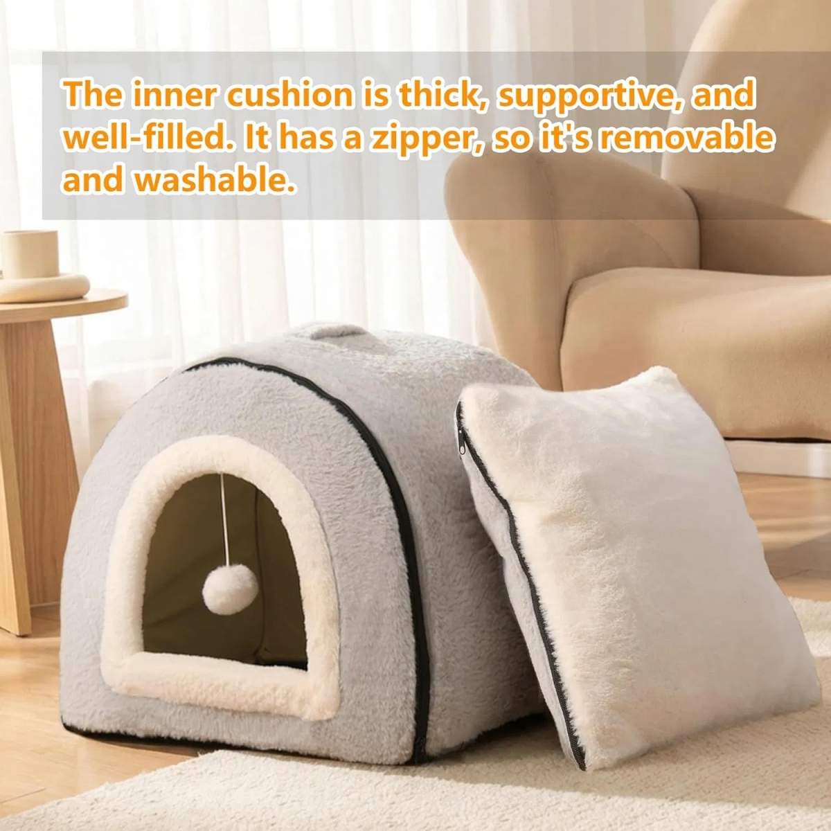 Cat Bed For Indoor Cats Foldable Cat Cave Anti-Slip Water-Resistant Bottom Cat Houses For Indoor Cats Or Small Dogs Kitten Tent - Image 3