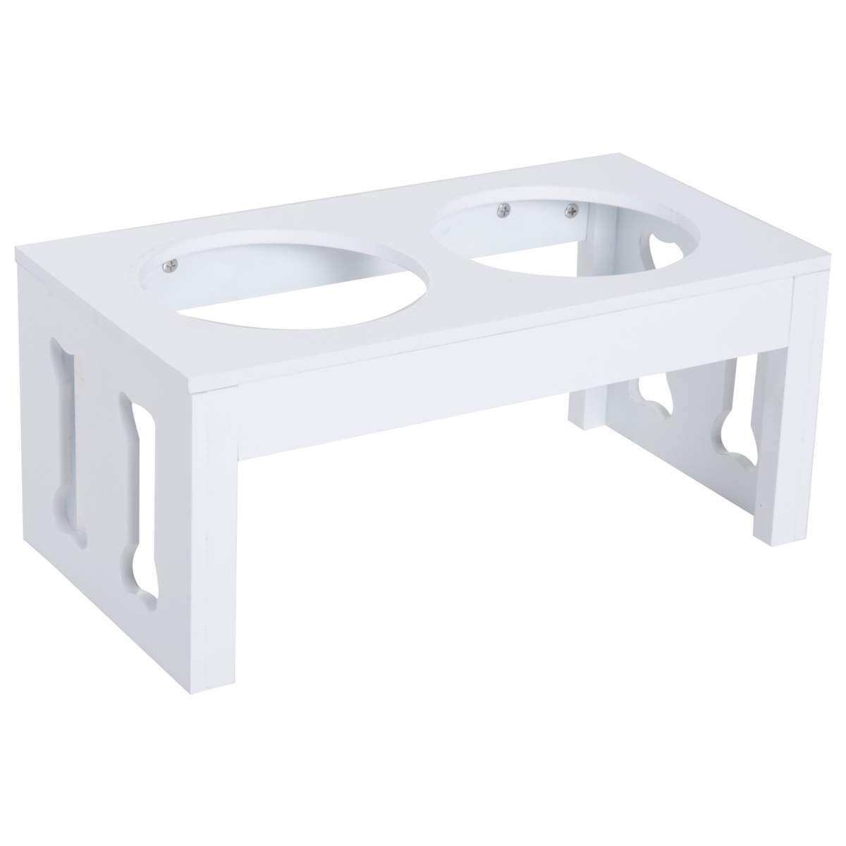 23" Modern Decorative Raised Dog Bowls, Wooden Heavy Duty Pet Food and Water Bowl, Elevated Feeding Station, White - Image 6