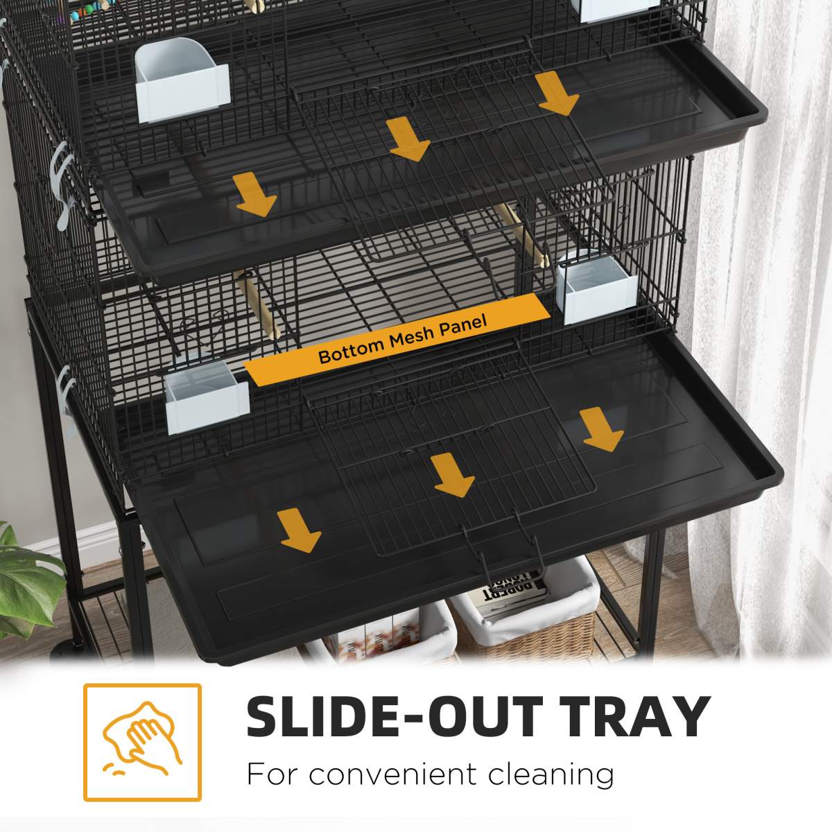 Double Stackable Bird Cage on Wheels w/ Stand, for Canaries - Image 5
