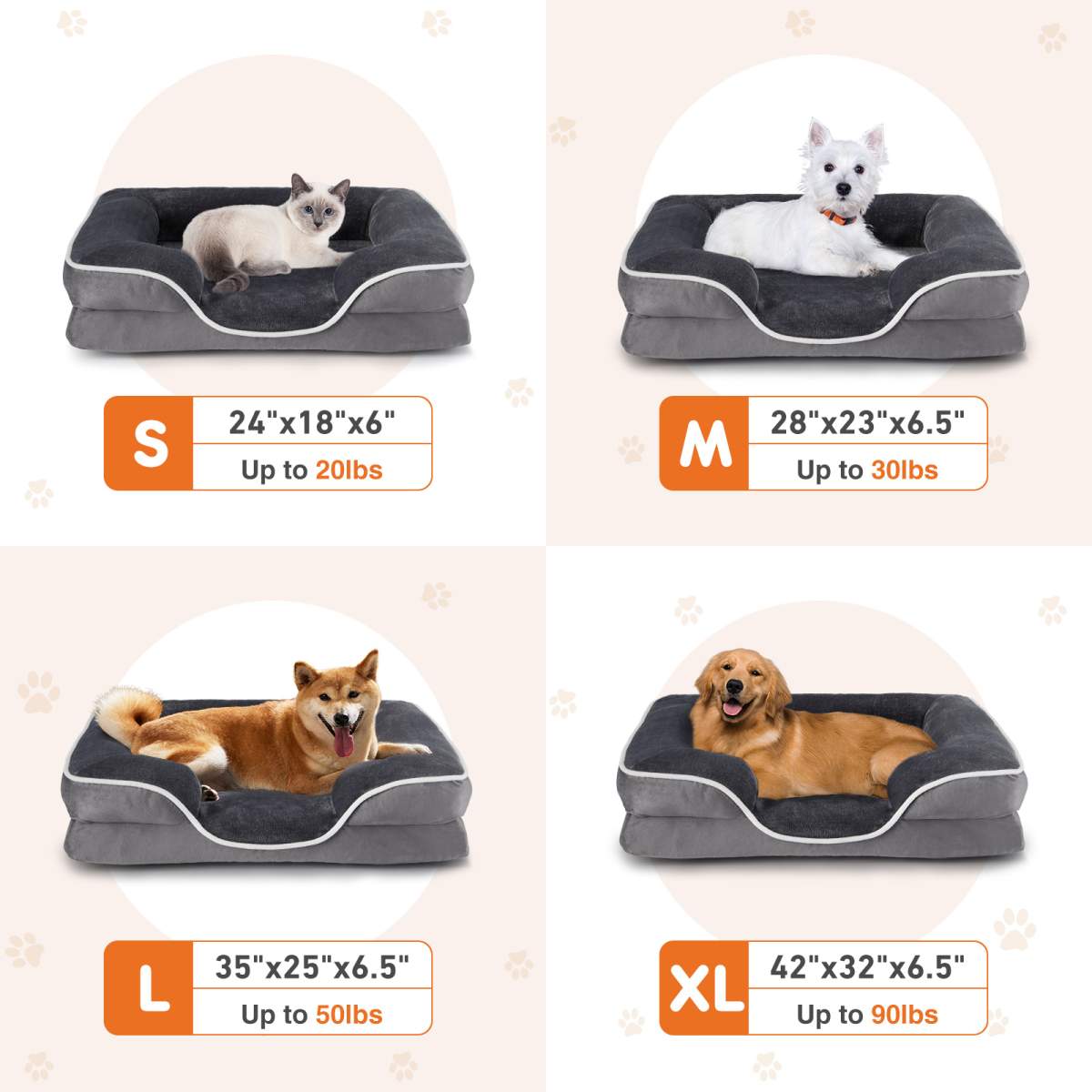 Memory Foam Pet Bed For Small Dogs & Cats With Washable Removable Cover Non-Slip Base Waterproof Liner - Image 8