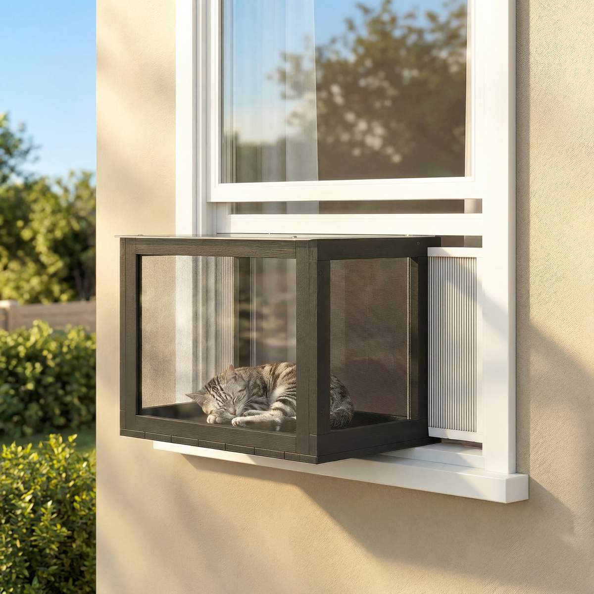 Catio Outdoor Cat Enclosure 25"–41" Outdoor Cat House for Sunbathing, Napping & Overlooking - Image 6