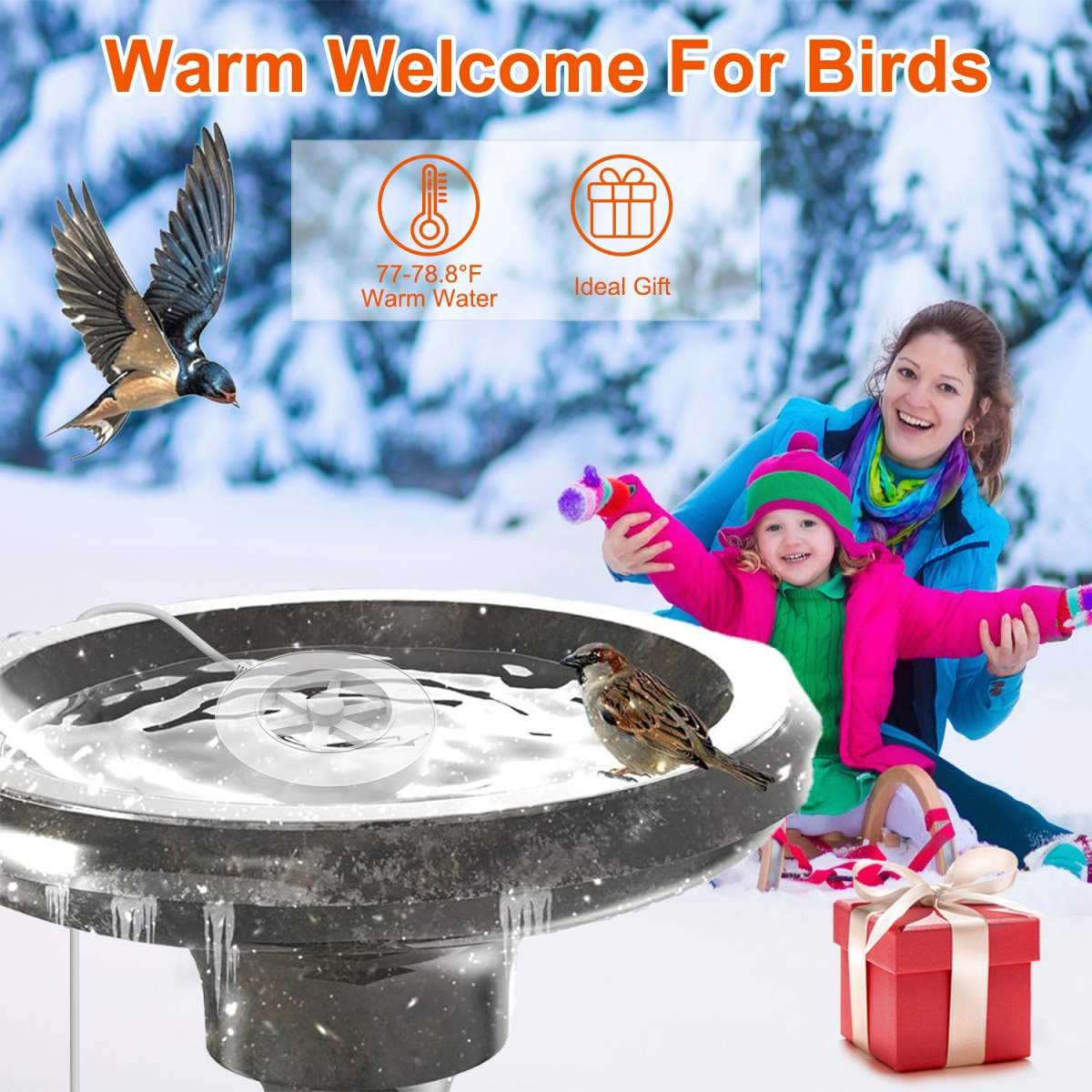 70W Bird Bath Heater For Outdoors Winter Heated Bird Bath Deicer Waterproof Aluminum Alloy Water Heater With Thermostat Auto Shutdown For Yard Patio Farm - Image 8