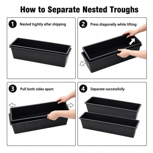 4-piece Dual-purpose Plastic Livestock Feed Trough Suitable For Daily Feeding Of Horses, Goats, Pigs And Other Animals Widely Adaptable To Home Backyards, Pastoral Fences, Livestock Sheds And Other - Image 8