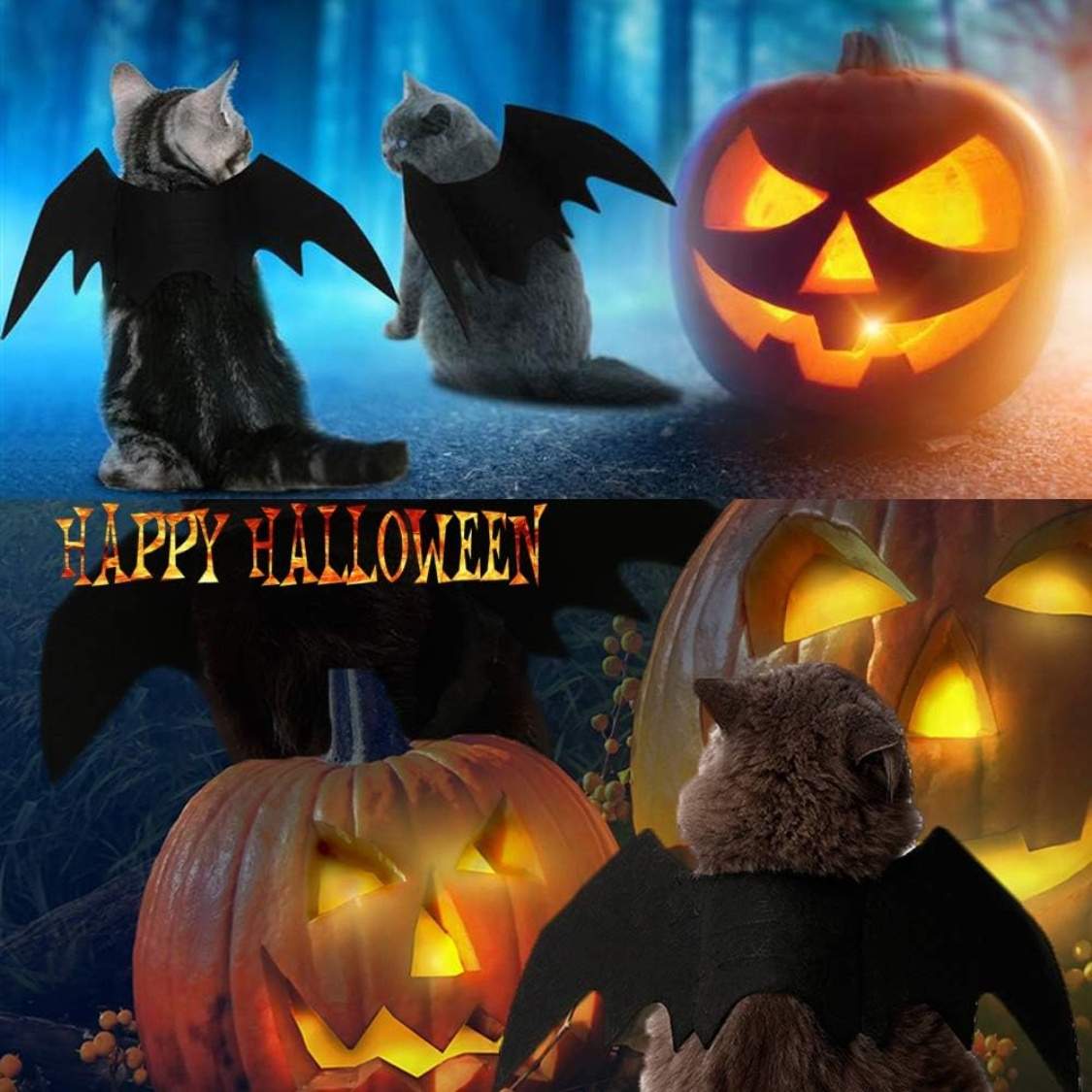 Pet Cat Bat Wings For Halloween Party Decoration, Puppy Collar Leads Cosplay Bat Costume,Cute Puppy Cat Dress Up Accessories - Image 5