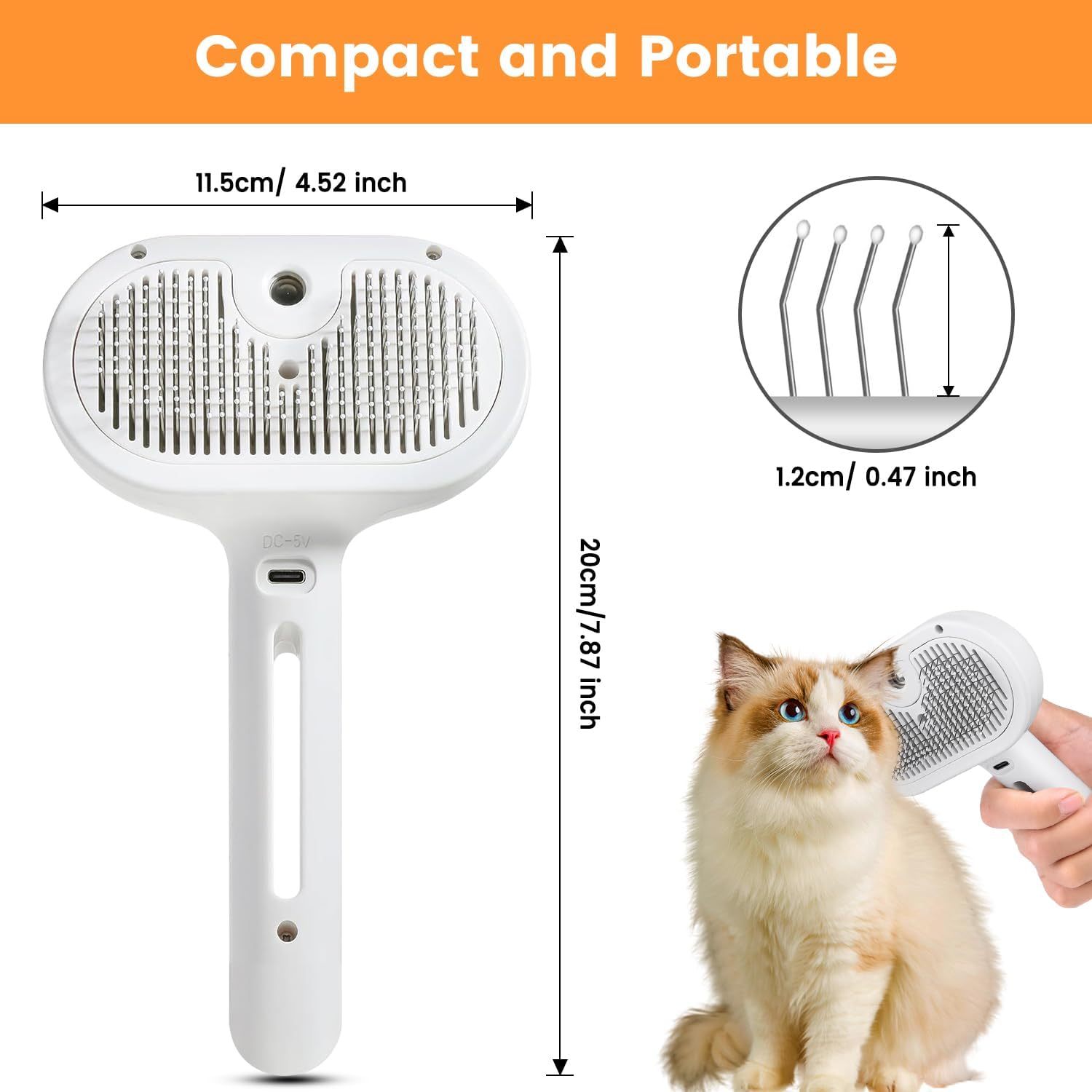 3 In 1 Cat Steam Brush, Pet Steam Brush For Cat Dog Long Short Haired, Pet Spray Hair Removal Comb For Small Animals Shedding & Grooming, Water Mist Spray Brushes With Release Button - Image 2