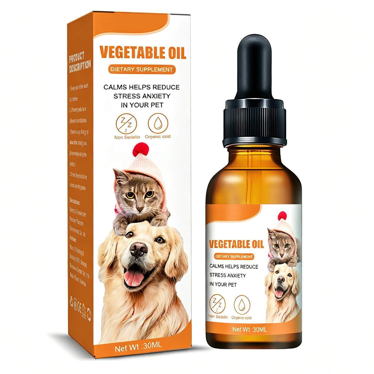 Pet Calming Hemp Oil For Dogs & Cats, Natural Anxiety Relief Supplement, Improve Appetite & Support Pet Health, 30ml