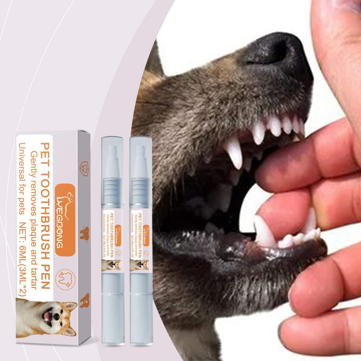 Pet Dental Toothbrush Pen 2Pack Dog Cat Plaque Tartar Remover, Freshen Breath & Soothe Gums - Image 3