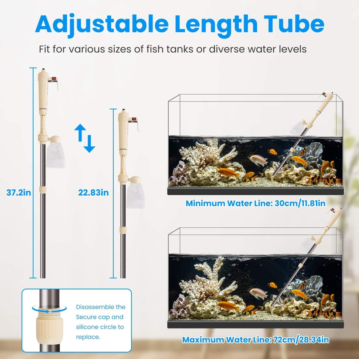 1 Set Multifunctional Electric Aquarium Gravel Cleaner Kit Length Adjustable Automatic Fish Tank Vacuum Cleaner Change Water Wash Sand Filter Dirt Removal - Image 7
