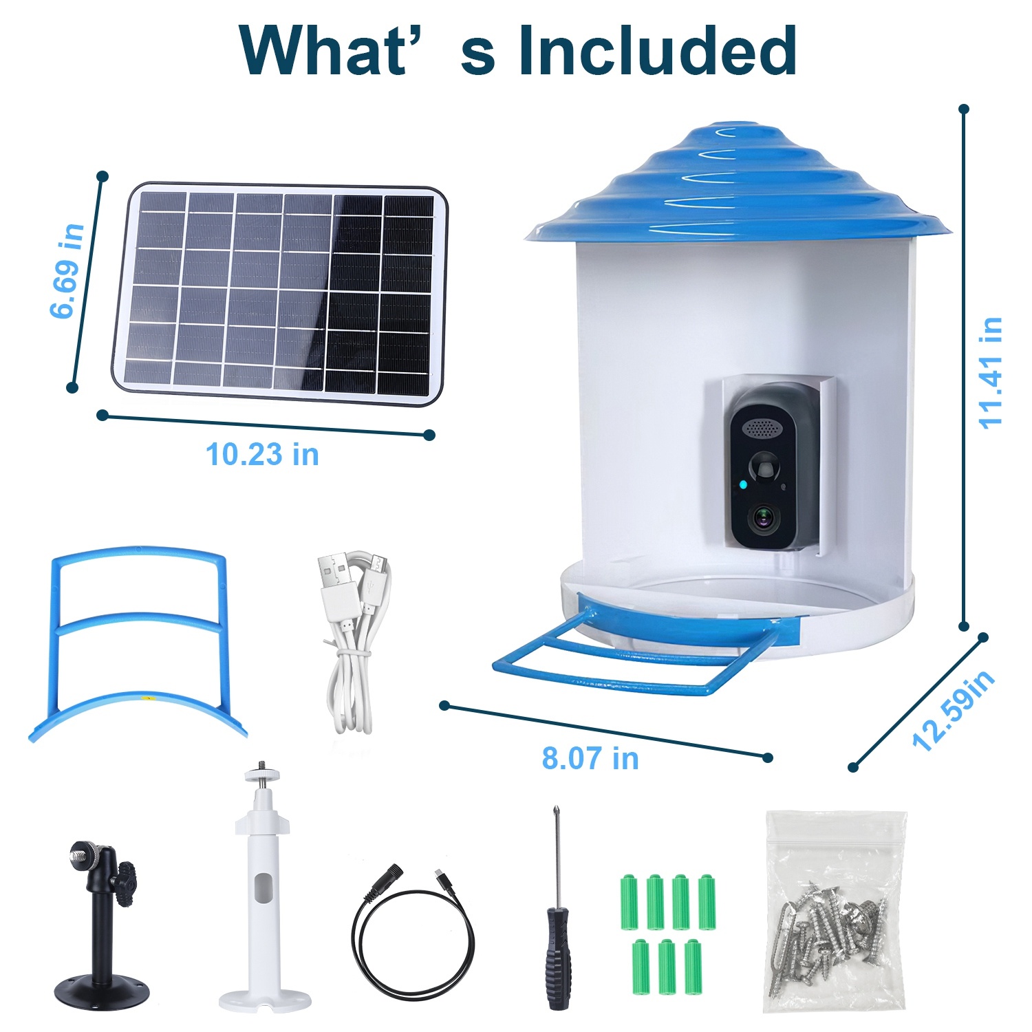Smart Bird Feeder With Solar Powered Camera 1080P HD AI Identify PIR Motion Auto Capture Video Cloud Card Storage WiFi Connection App Control IP65 Waterproof - Image 9