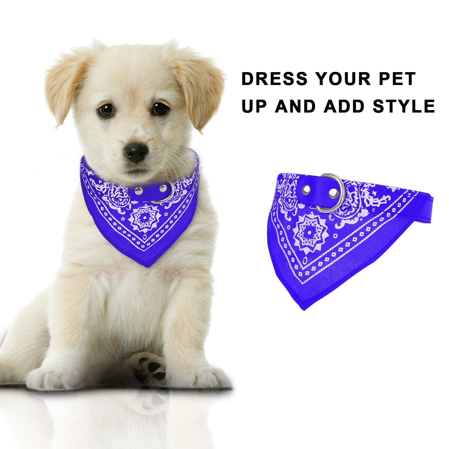 1Pc Adjustable Bandana Leather Pet Collar Triangle Scarf - Image 7