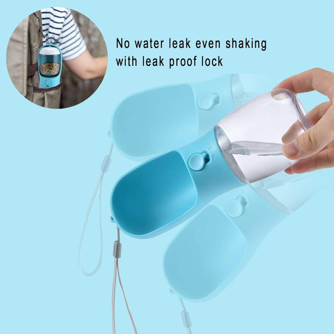 Portable Dog Water Bottle With Food Container & Filter, Travel Drinking Bottle For Pets - Image 5