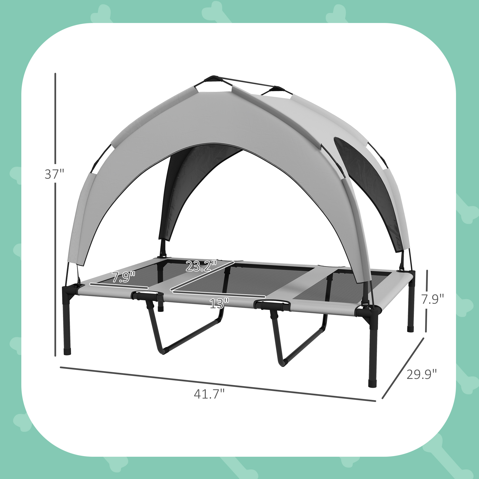 Elevated Dog Bed with Canopy, Raised Outdoor Pet Bed for Camping with Washable Breathable Mesh, 42" x 30" x 37" - Image 2
