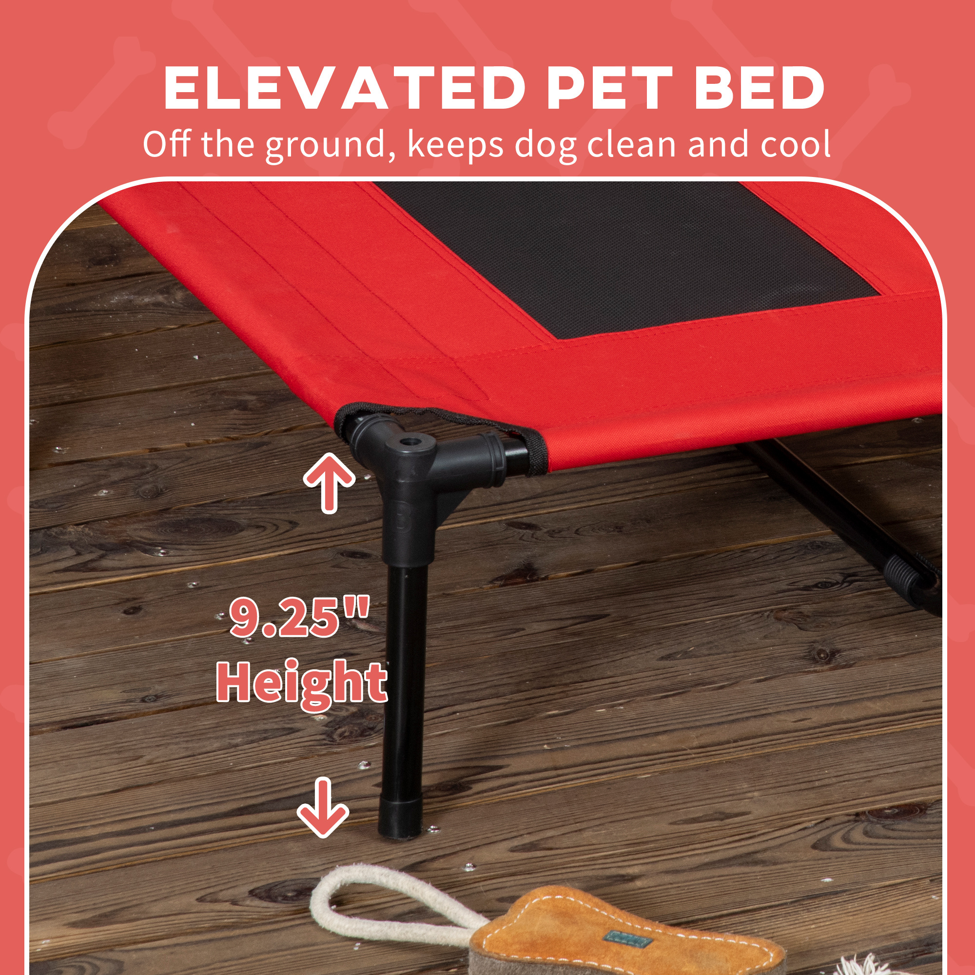 48" x 36" Elevated Portable Dog Cot Cooling Pet Bed with UV Protection Canopy Shade, Red - Image 4
