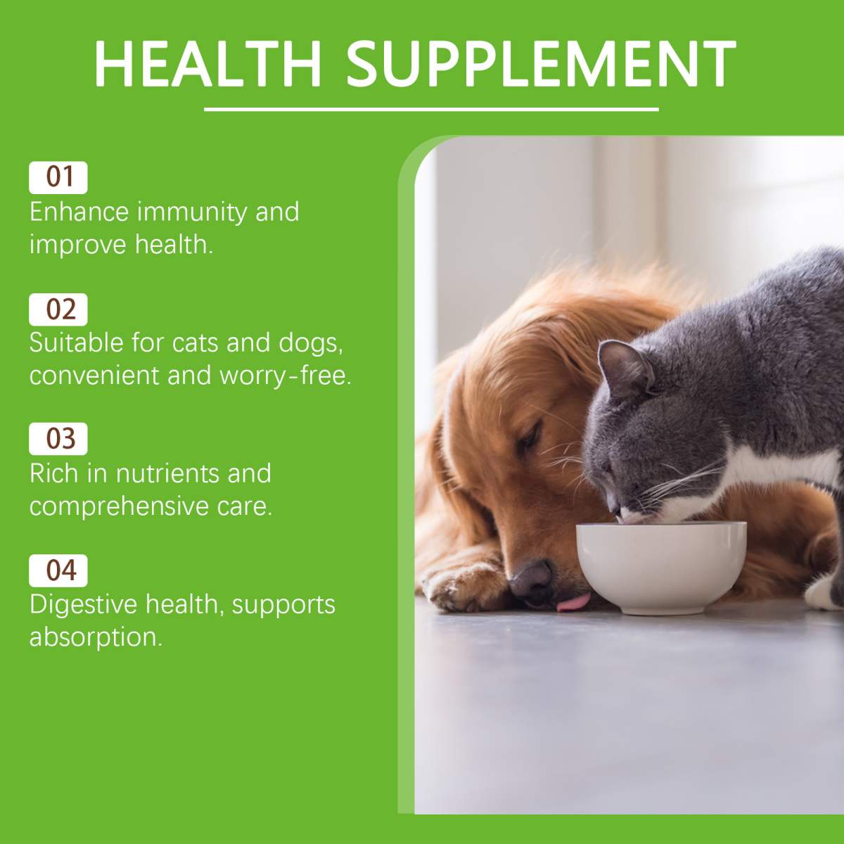 Pet Probiotics & Vitamin Tablets For Dogs & Cats, Gut Health Supplement, Support Digestion & Immune System, 80 Chewable Tablets - Image 2