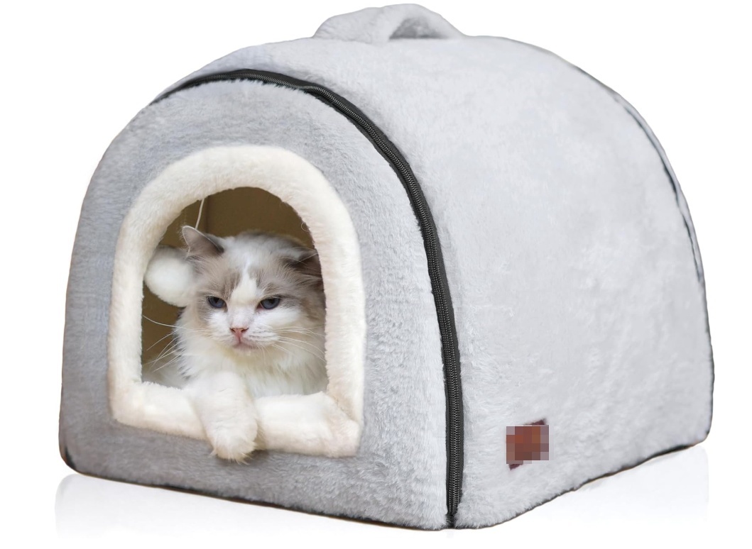 Cat Bed For Indoor Cats Foldable Cat Cave Anti-Slip Water-Resistant Bottom Cat Houses For Indoor Cats Or Small Dogs Kitten Tent - Image 2