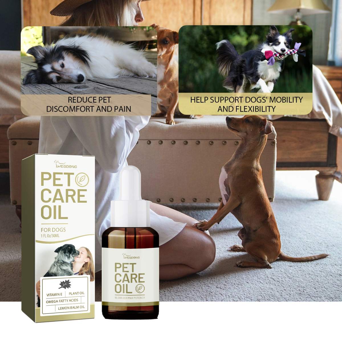 Dog Pet Care Oil With Lemon Balm Oil Fatty Acids, Joint & Muscle Relief Supplement Oil For Canine Mobility Support - Image 5