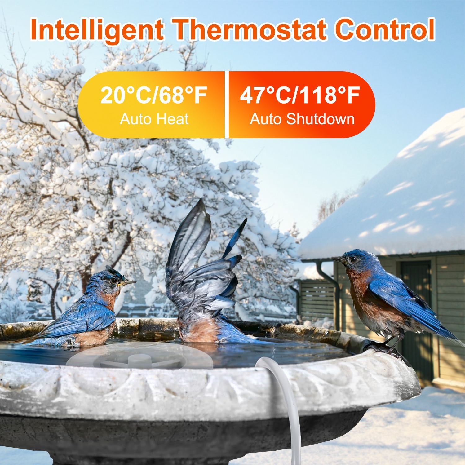 70W Bird Bath Heater For Outdoors Winter Heated Bird Bath Deicer Waterproof Aluminum Alloy Water Heater With Thermostat Auto Shutdown For Yard Patio Farm - Image 6