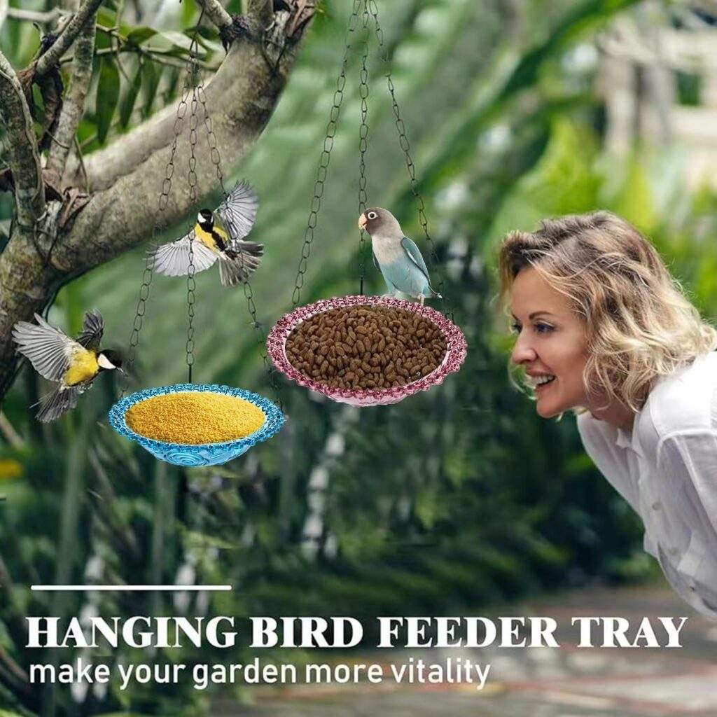 Hanging Bird Baths And Feeders For Outdoors, Plastic Bird Water Bowls For Garden And Yard Use