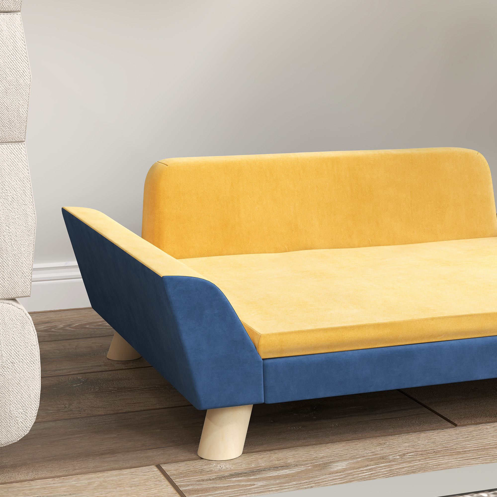 Dog Sofa Bed for Small Dogs with Soft Cushion, Washable Cover & Non-Slip Foot Pads, Orange - Image 5