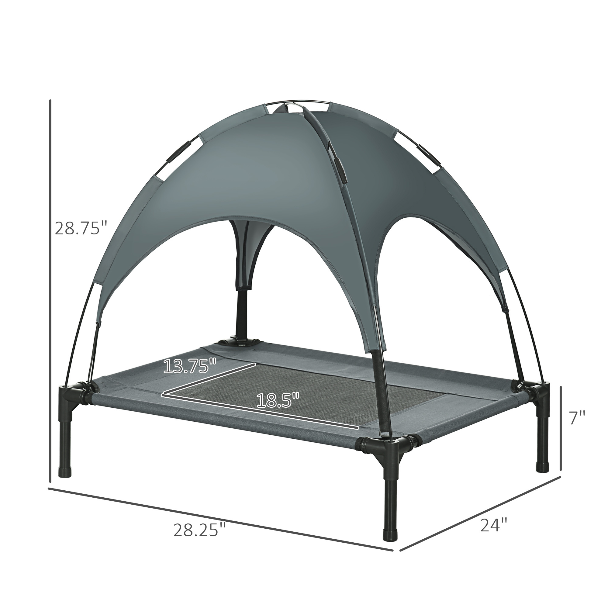 Elevated Dog Bed with Removable Canopy, Outdoor Dog Cot with UV Protection Canopy Shade, 30 inch Pet Bed for Camping, Gray - Image 8