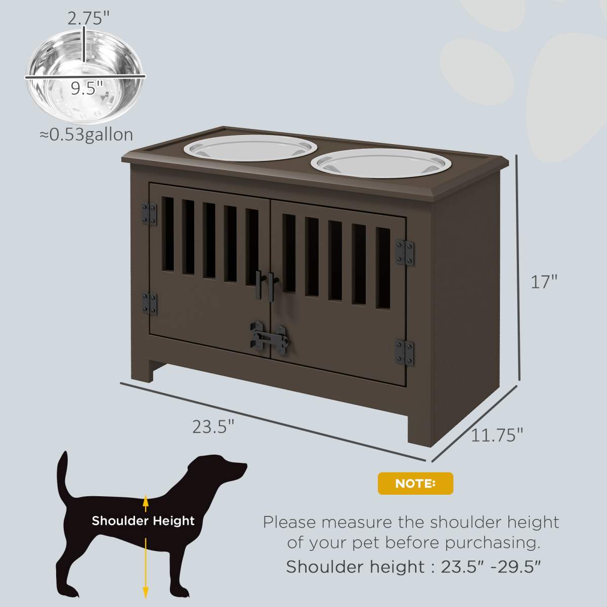 Dog Food Storage Cabinet with Bowls & Dog Feeding Station, Espresso - Image 2