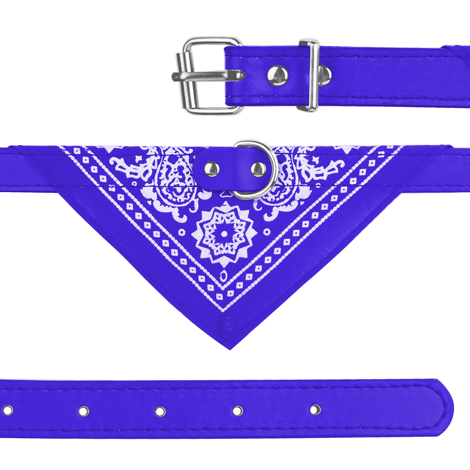 1Pc Adjustable Bandana Leather Pet Collar Triangle Scarf - Image 4