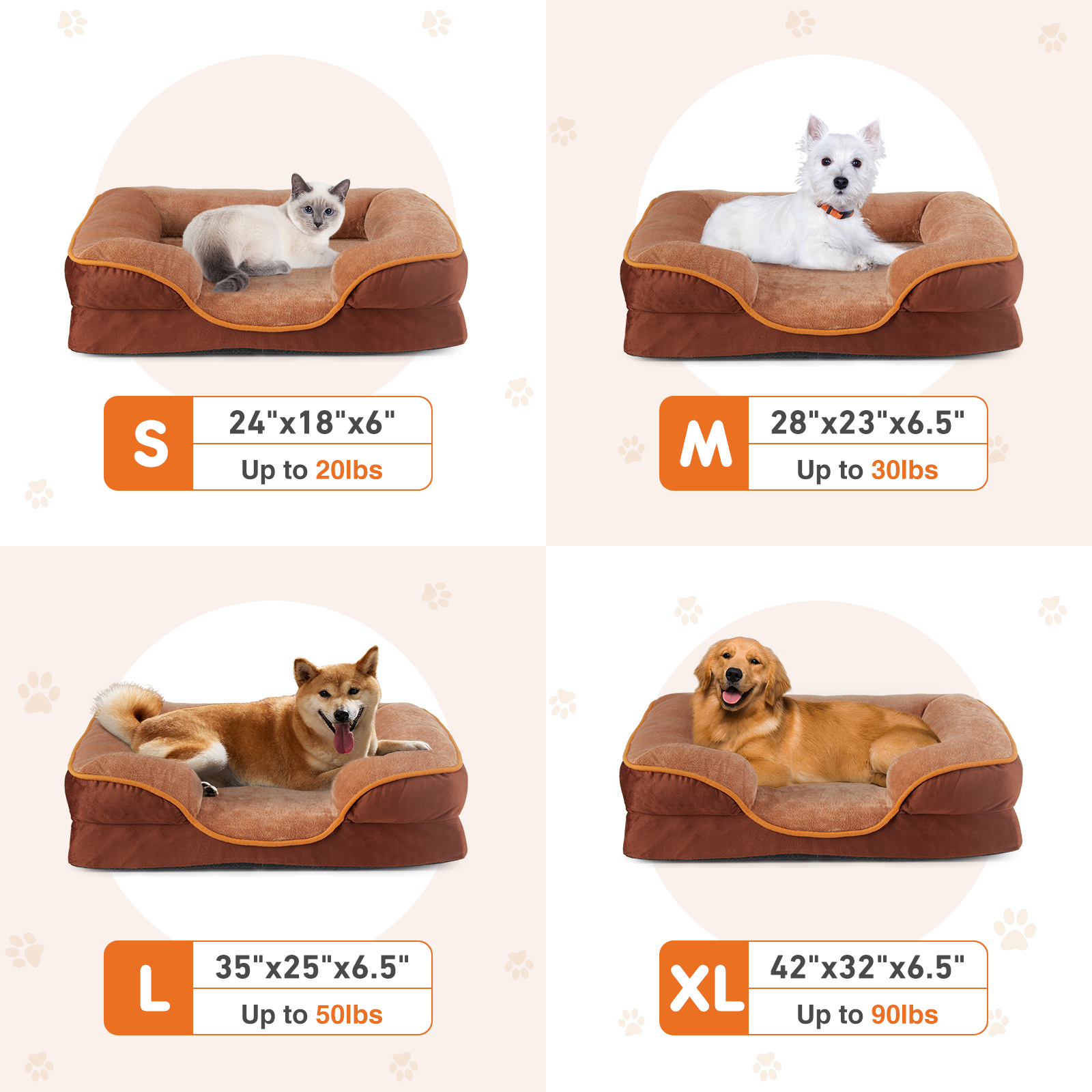 Memory Foam Pet Bed For Small Dogs & Cats With Washable Removable Cover Non-Slip Base Waterproof Liner - Image 7