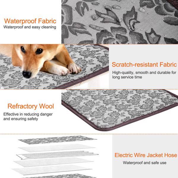 Pet Heating Pad, Waterproof Adjustable Warm Blanket, With Anti Bite Steel Rope Box - Image 6
