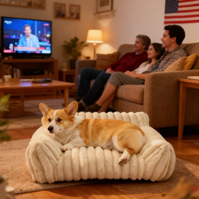 Cute Cat Couch For Pets - Fluffy Cat Beds With Premium Soft Corduroy Fleece, Fuzzy Cats Beds For Indoor Cats With Removable Washable Cover, Supportive Pet Sofa - Image 9
