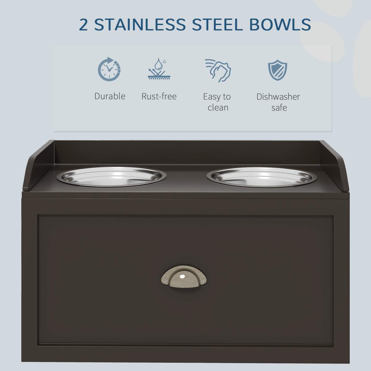 Pet Feeding Station Pet Dish Bowl Set with Storage, 2 Elevated Dog Bowls for Large Sized Dogs, Coffee - Image 3