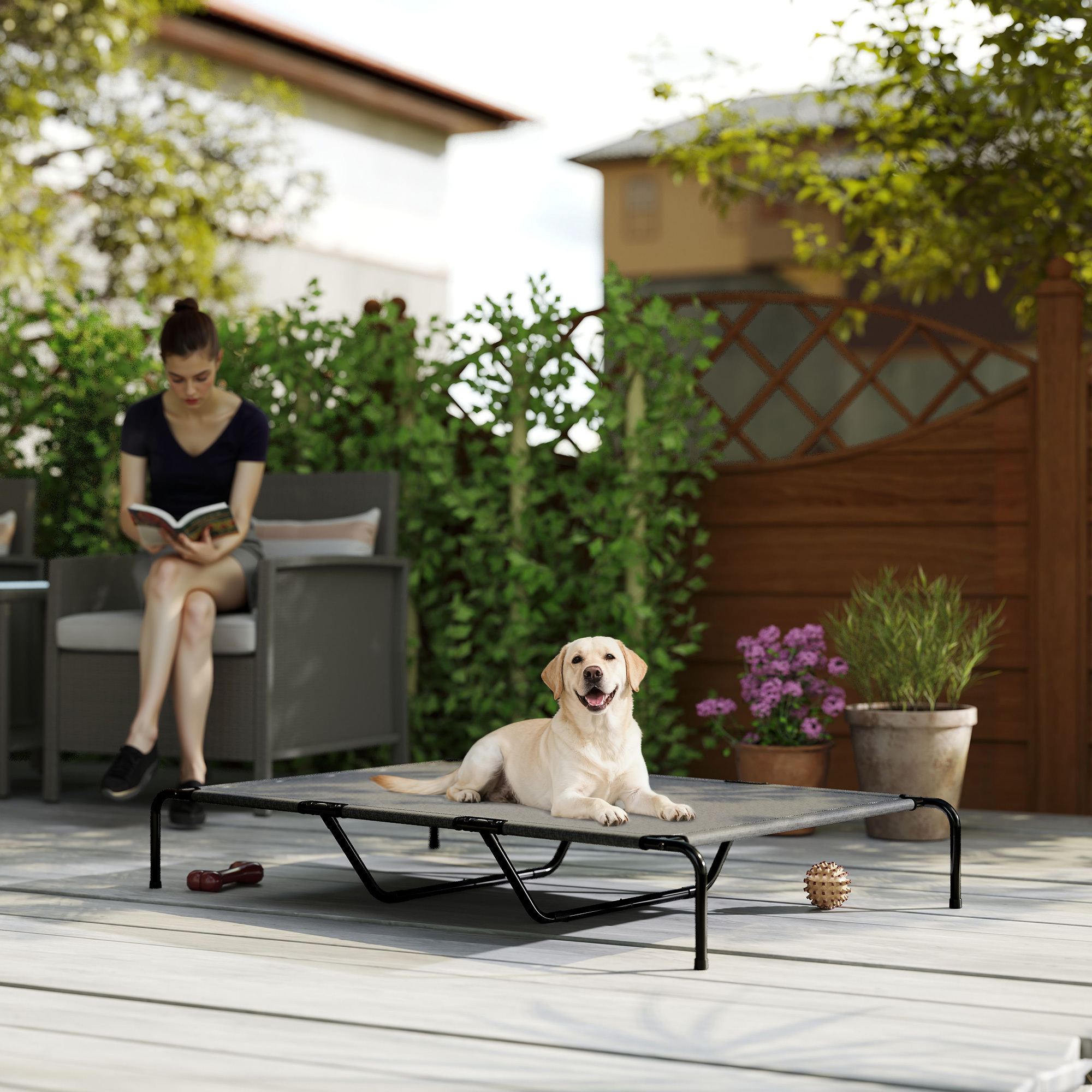 Elevated Dog Bed for Large Breeds Gray 60"L - Image 3