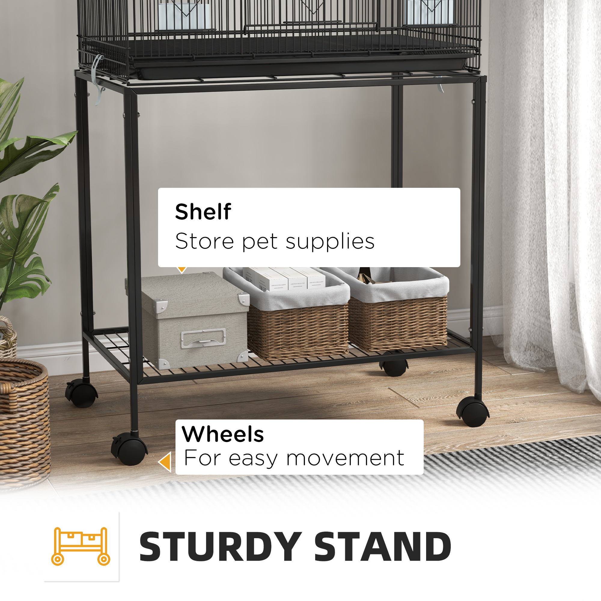 Double Stackable Bird Cage on Wheels w/ Stand, for Canaries - Image 7