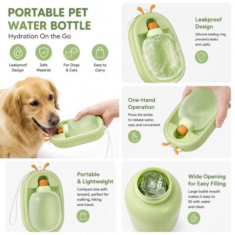 Portable Pet Water Bottle With Cute Antlers Food Grade, BPA Free, Leak Proof Travel Cup For Dogs, Durable, Easy-to-Clean Outdoor Water Dispenser With Lanyard. - Image 7