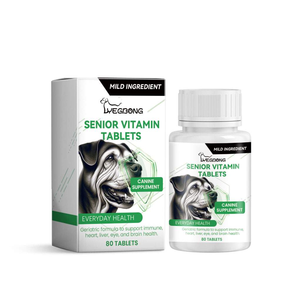 Senior Dog Vitamin Tablets, Multivitamin Supplement For Older Dogs, Support Immunity, Eyes, Skin & Bone Health, 80 Chewable Tablets