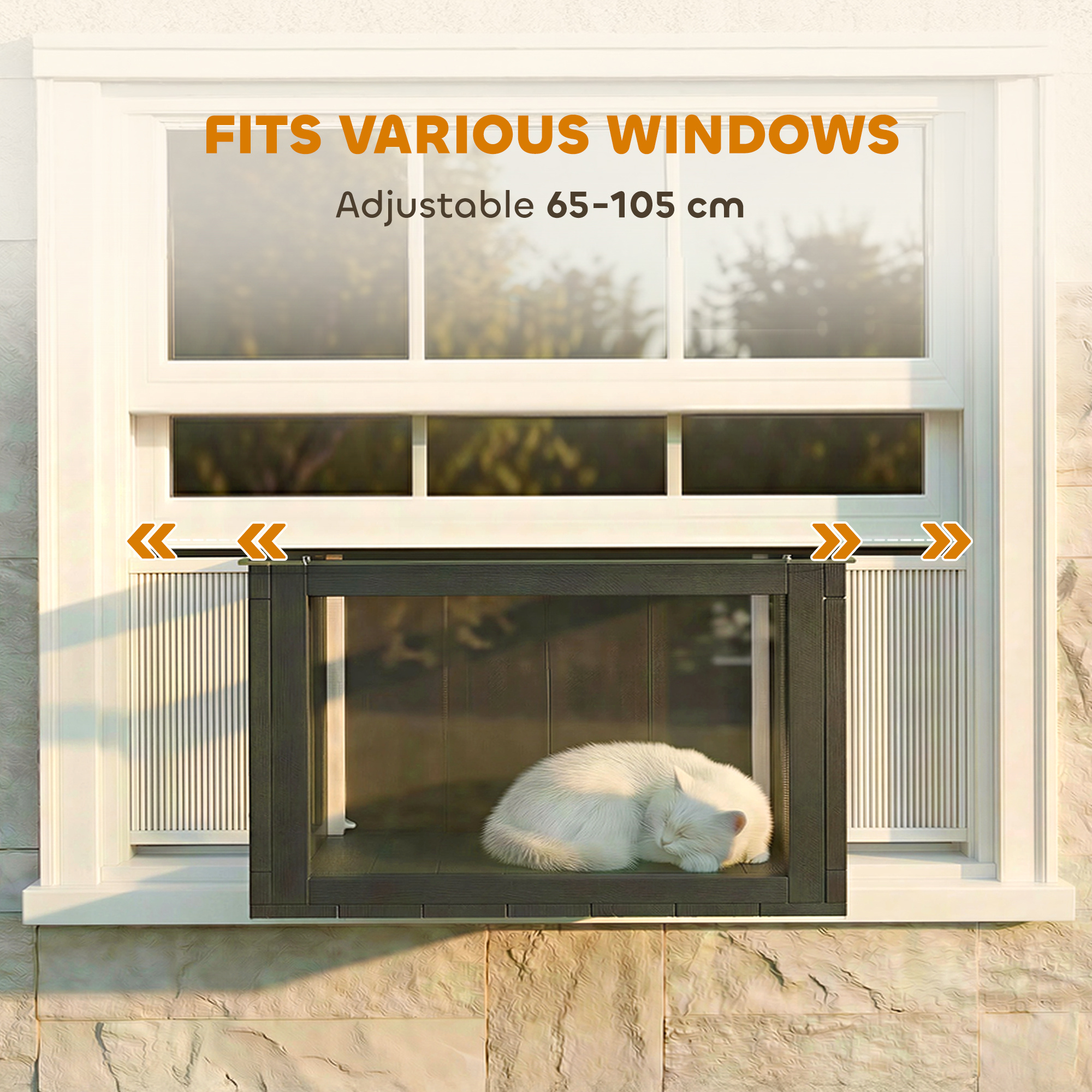 Catio Outdoor Cat Enclosure 25"–41" Outdoor Cat House for Sunbathing, Napping & Overlooking - Image 3