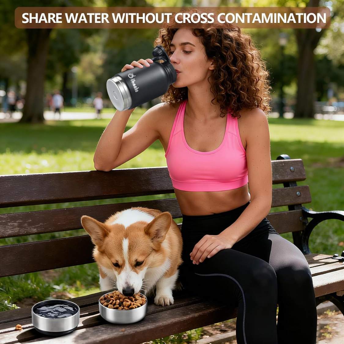 32 Oz Insulated Dog Water Bottle With 2 Bowls, Portable Pet Hydration For Travel - Image 5
