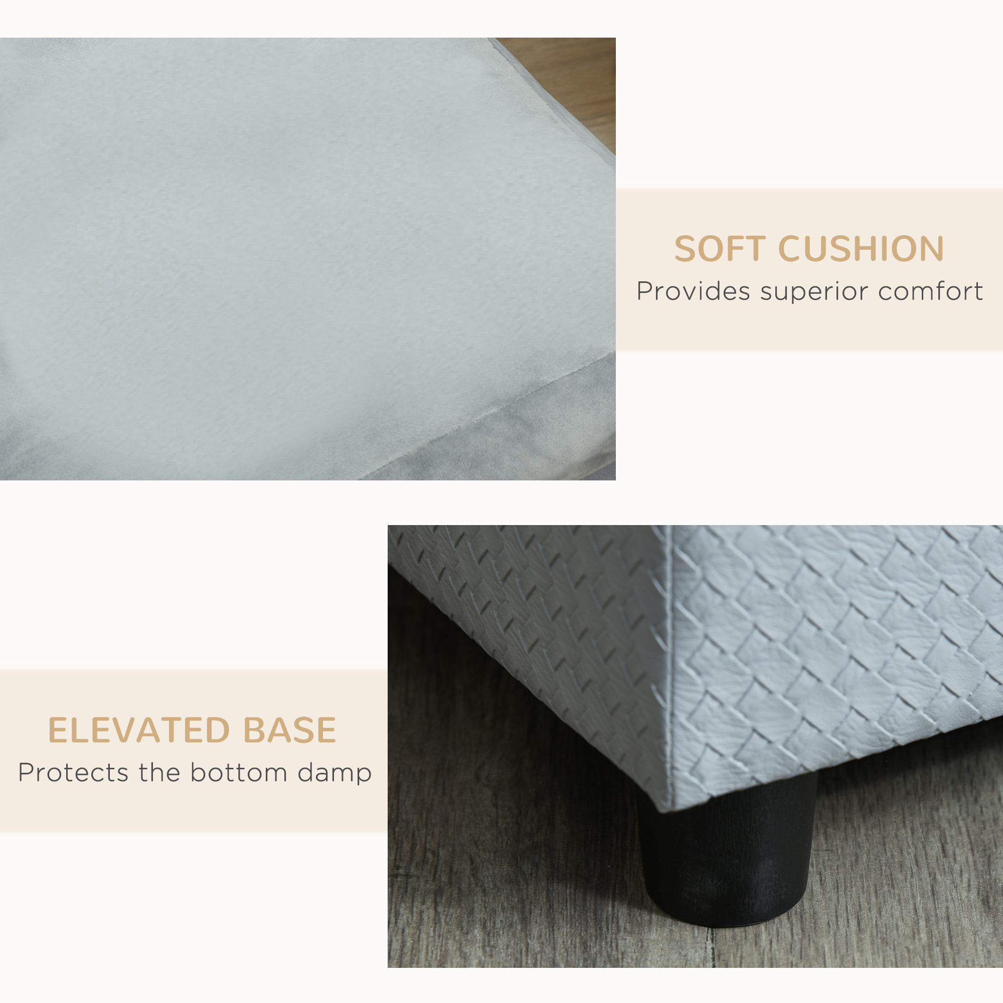 Luxury Fancy Dog Couch with Hidden Storage, Small Dog Sofa Bed with 2" Soft Foam, Modern Pet Furniture for Puppies & Little Breeds, Pale Gray - Image 6