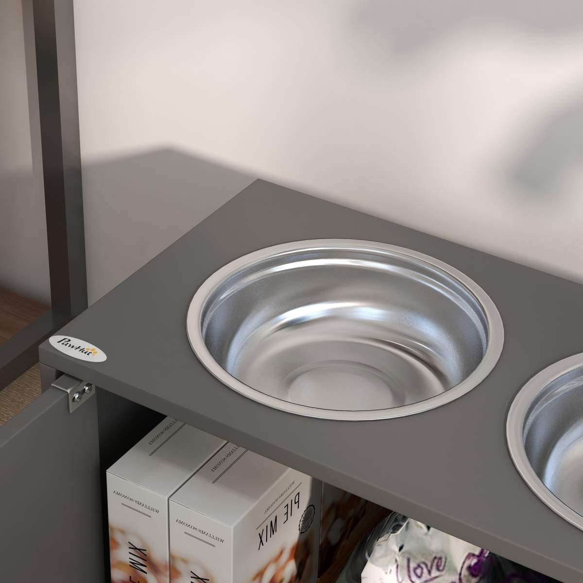 Elevated Dog Bowls with Storage Cabinet Containing Large 44L Capacity, Gray - Image 7