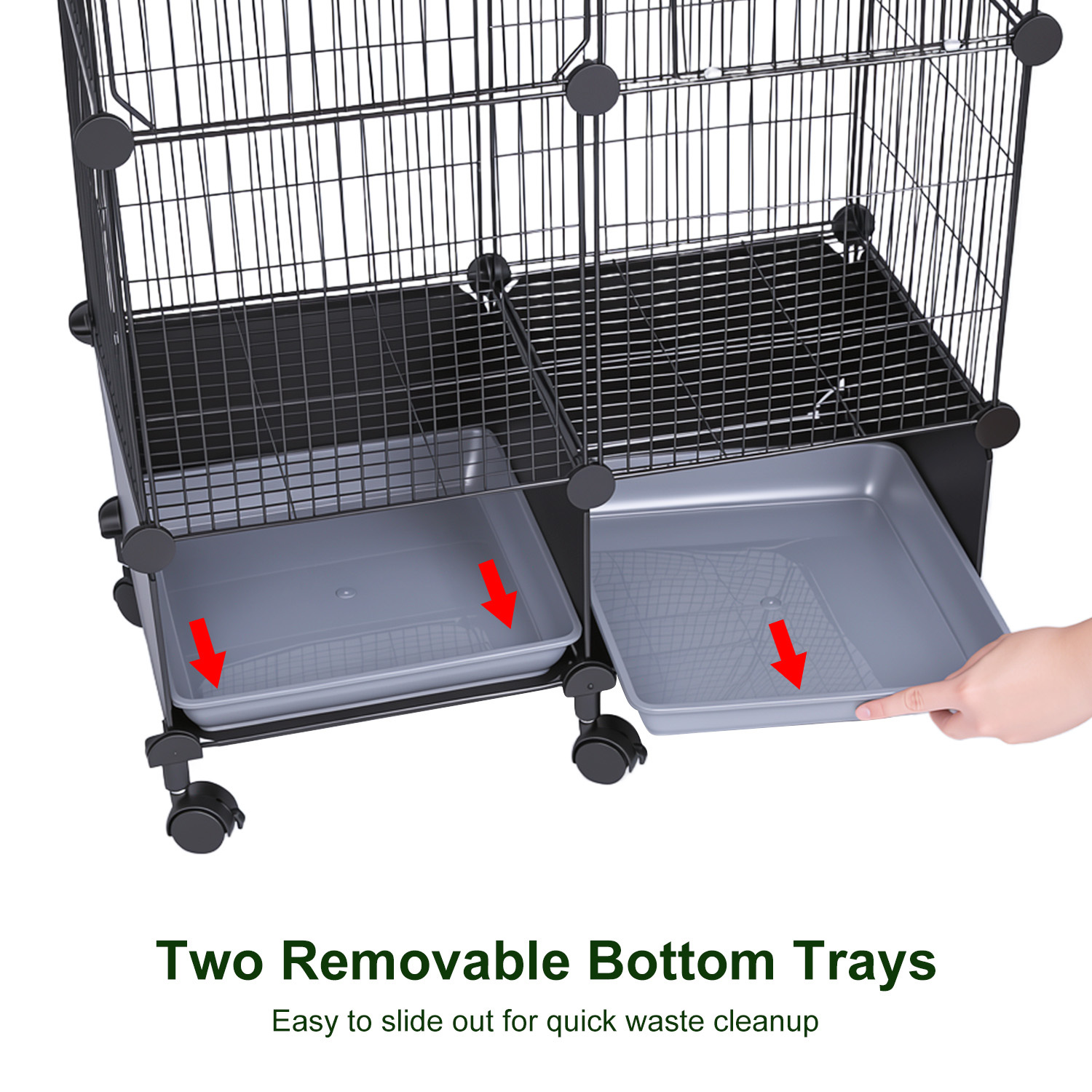 1Pc 46in Bird Cage Spacious Indoor Pet Bird House With 4 Wooden Perches 2 Slide-Out Tray 2 Water Bottle Feeder Lockable Wheels For Parrot Parakeets Cockatiel Lovebird Small Mid-Sized Birds - Image 5