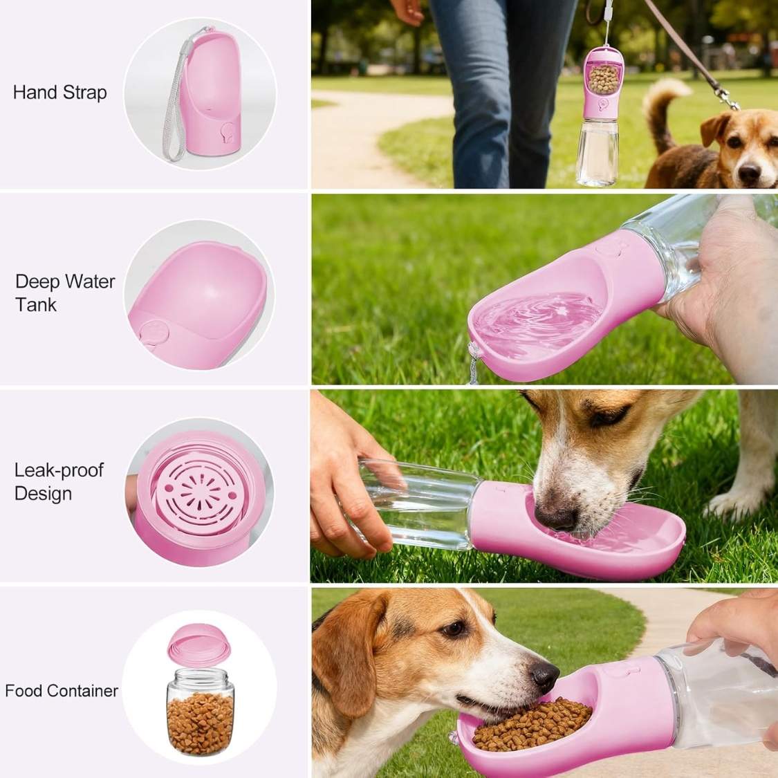 Portable Dog Water Bottle With Food Container, Drinking Bottle For Travel 2 In 1 Dog Water Bowl, Leak Proof Pet Water Dispenser, BPA Free, Puppy Essentials, For Walking Hiking - Image 6