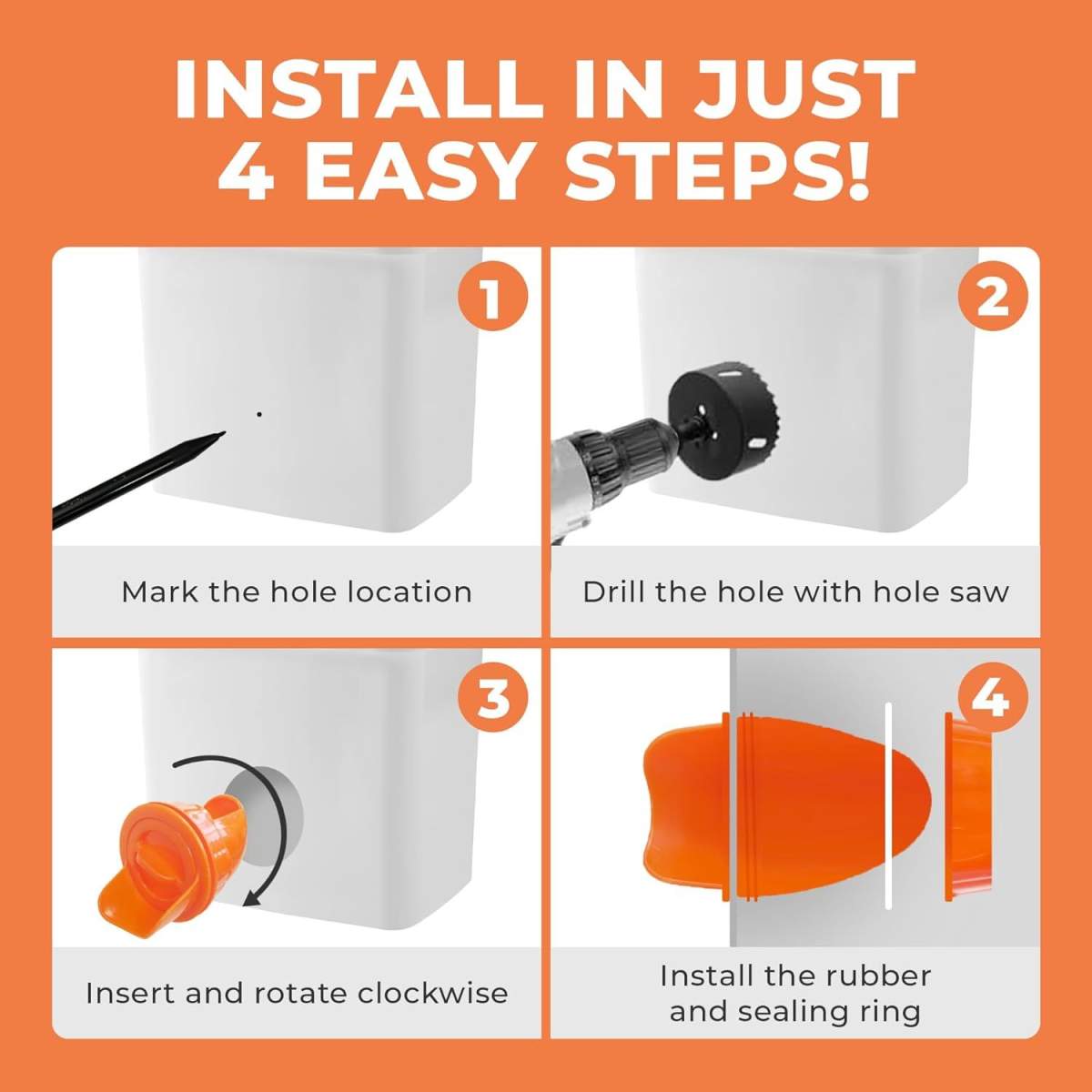 Durable Chicken Feeder Rain Proof Poultry Feeder Port Gravity Feed Kit For Buckets, Barrels, Bins, Troughs, Easy Clean - 6 Pack With Hole Saw For Easy Installation - Image 8