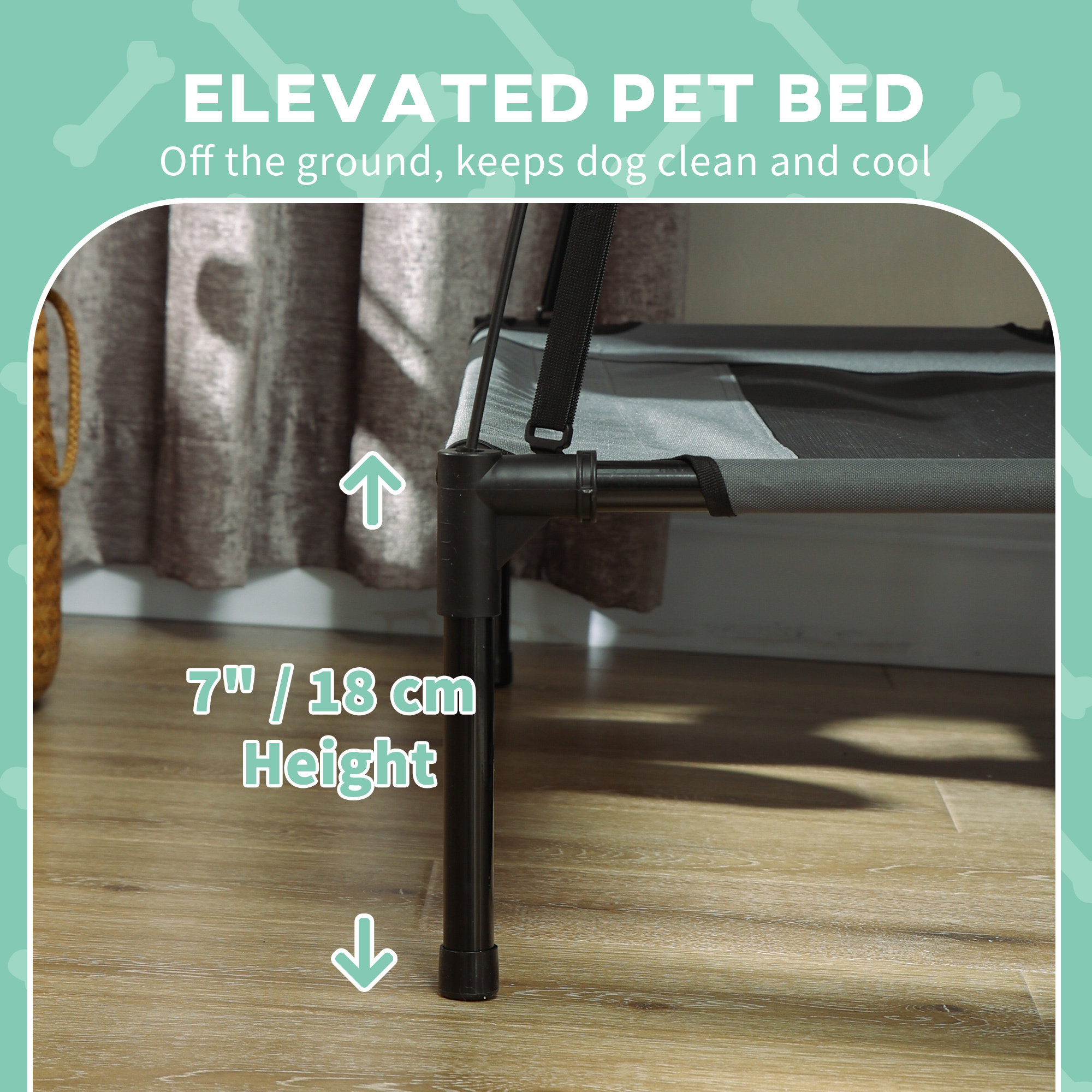 Elevated Dog Bed with Removable Canopy, Outdoor Dog Cot with UV Protection Canopy Shade, 24 inch Pet Bed for Camping, Gray - Image 4