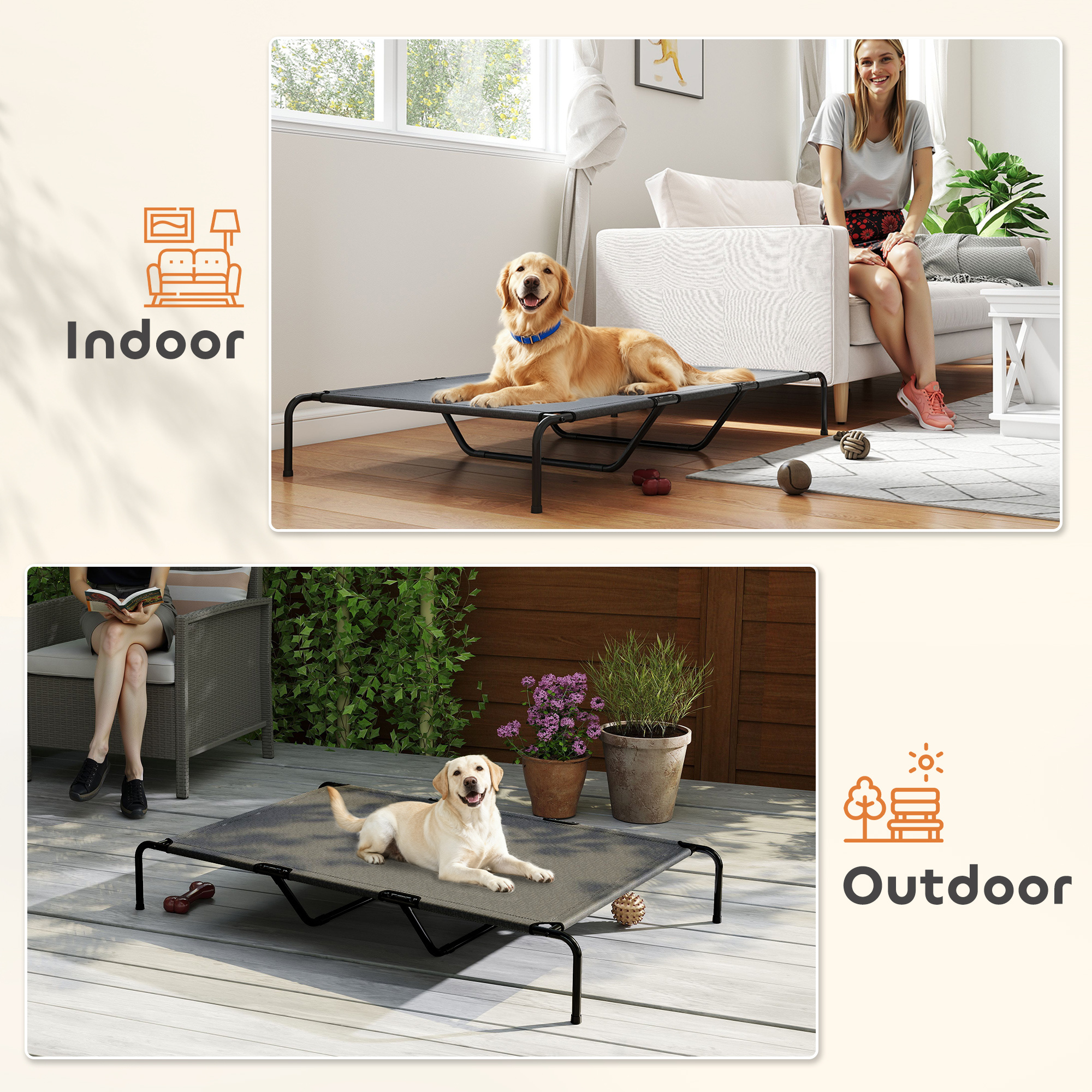 Elevated Dog Bed for Large Breeds Gray 60"L - Image 5