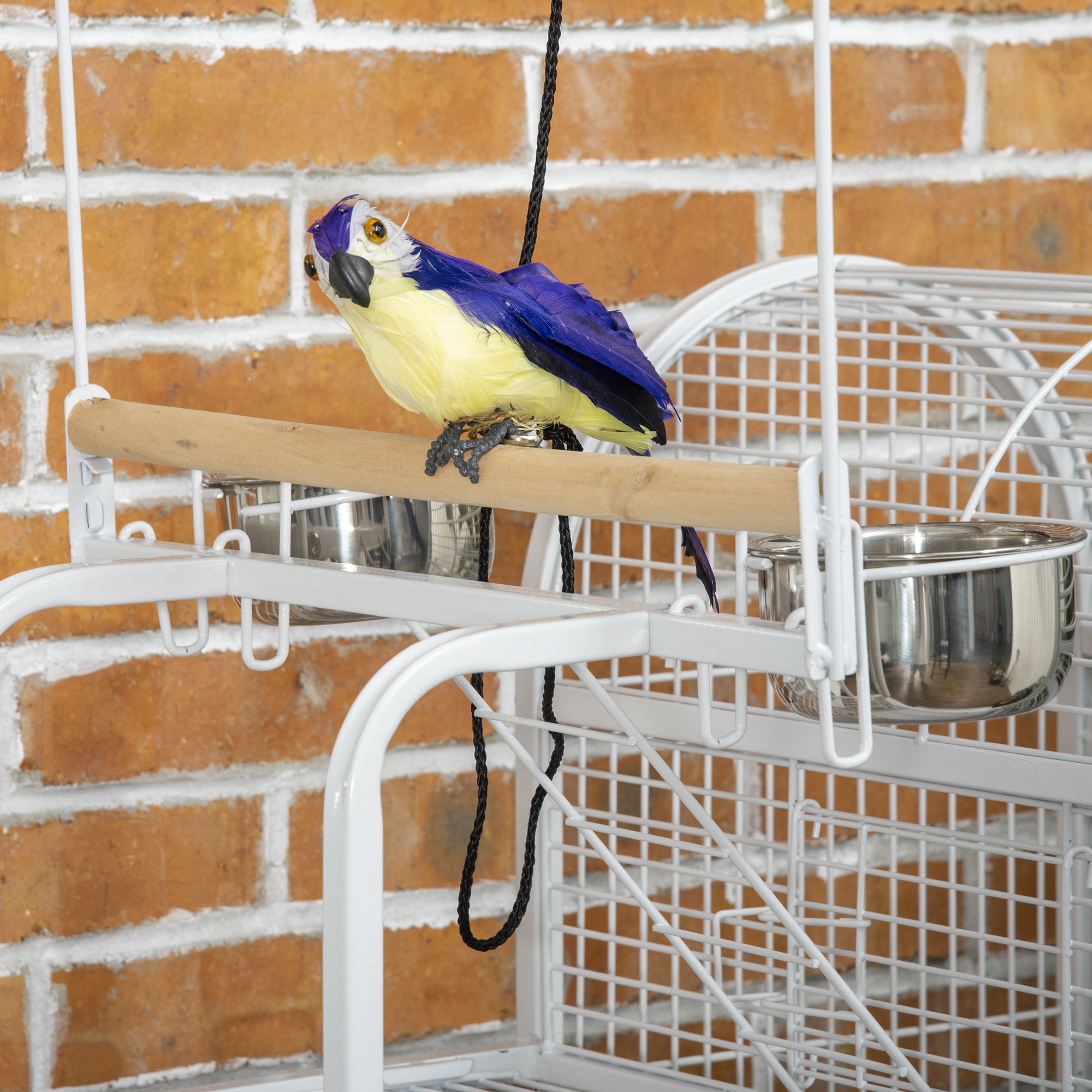 55" Large Parrot Cage with Toy Hooks Above Top Bird Perch, Tray, Food Cups, Rolling Stand, Bird Cage for Cockatiels, Parakeets, Lovebirds - Image 2